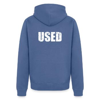 USED - Unisex Premium Organic Zip Hoodie - stone blue - Back - Nico (187cm)