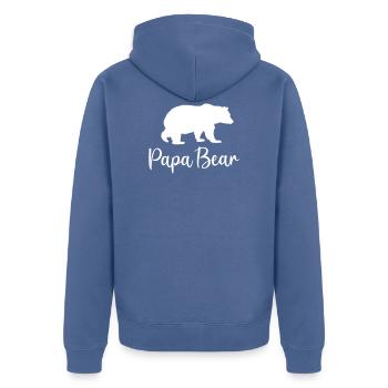 Papa Bär Bester Vater Geschenkidee Familie - Unisex Premium Bio Zip Hoodie - Taubenblau - Hinten - Nico (187cm)