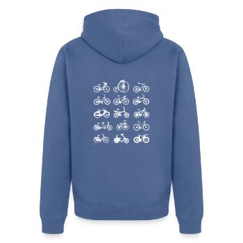 Fahrrad rad räder radl - Unisex Premium Bio Zip Hoodie - Taubenblau - Hinten - Nico (187cm)