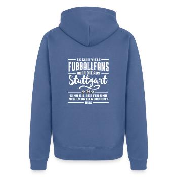Fußball Stuttgart - Unisex Premium Bio Zip Hoodie - Taubenblau - Hinten - Nico (187cm)
