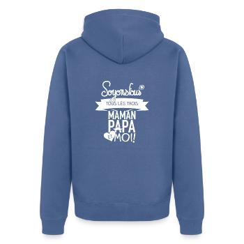 bebesf_famille3_blanc - Veste à capuche bio Premium Unisexe - bleu pigeon - Dos - Nico (187cm)