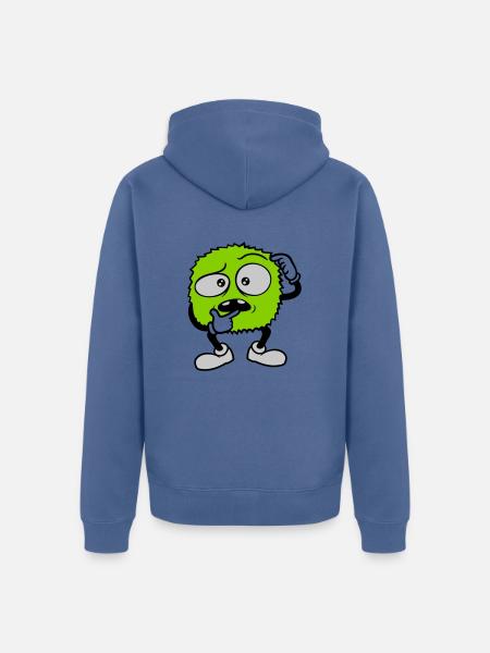 Comic skeptical face monster - Unisex Premium Organic Zip Hoodie - stone blue