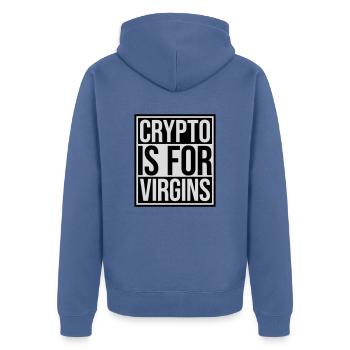 crypto is for virgins - Unisex Premium Organic Zip Hoodie - stone blue - Back - Nico (187cm)