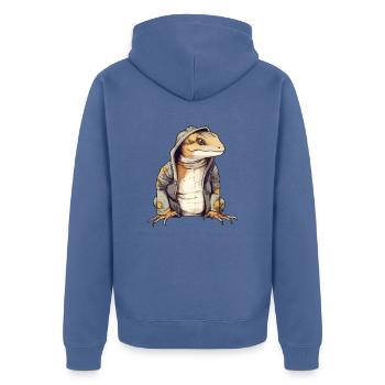 Fijo Salamandre - Veste à capuche bio Premium Unisexe - bleu pigeon - Dos - Nico (187cm)