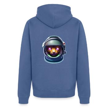 Astronautenkatze der Zukunft - Unisex Premium Bio Zip Hoodie - Taubenblau - Hinten - Nico (187cm)