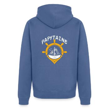 Papytaine - Unisex Premium Bio Zip Hoodie - Taubenblau - Hinten - Nico (187cm)