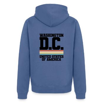 WASHINGTON D.C. United States of America - Unisex Premium Bio Zip Hoodie - Taubenblau - Hinten - Nico (187cm)