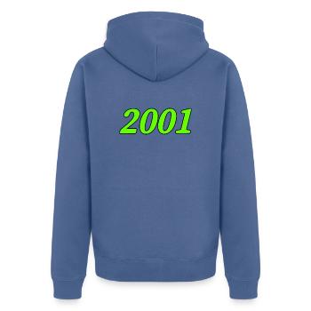 2001 - Unisex Premium Bio Zip Hoodie - Taubenblau - Hinten - Nico (187cm)