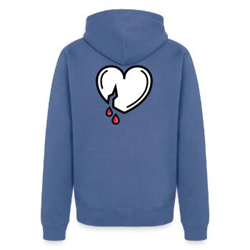 Amour sanglant - Veste à capuche bio Premium Unisexe - bleu pigeon - Dos - Nico (187cm)