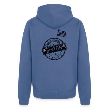 logo je suis breton maintenant drapeau - Veste à capuche bio Premium Unisexe - bleu pigeon - Dos - Nico (187cm)