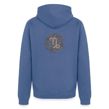 Capricorn Eye Test Zodiac Symbol - Unisex Premium Organic Zip Hoodie - stone blue - Back - Nico (187cm)
