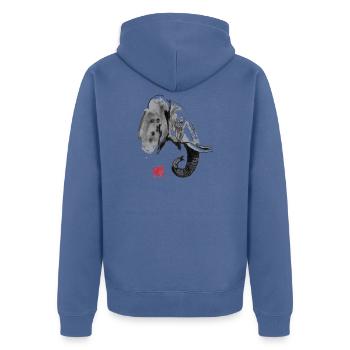 elephant profile - Veste à capuche bio Premium Unisexe - bleu pigeon - Dos - Nico (187cm)