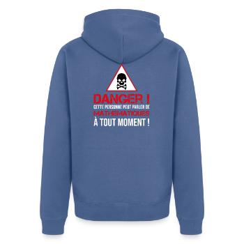 Cette personne peut parler de math à tout moment ! - Veste à capuche bio Premium Unisexe - bleu pigeon - Dos - Nico (187cm)