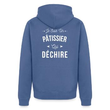 Je Suis Un Pâtissier Qui Déchire - Veste à capuche bio Premium Unisexe - bleu pigeon - Dos - Nico (187cm)
