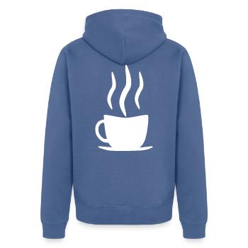 Tasse à café blanc - Veste à capuche bio Premium Unisexe - bleu pigeon - Dos - Nico (187cm)