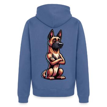 Berger Belge Malinois Propriétaire Malinois - Veste à capuche bio Premium Unisexe - bleu pigeon - Dos - Nico (187cm)