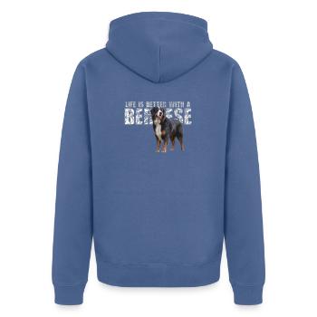 Bouvier bernois - Veste à capuche bio Premium Unisexe - bleu pigeon - Dos - Nico (187cm)