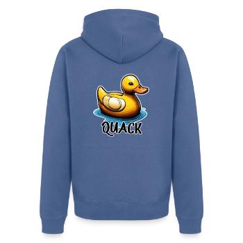 Gummiente / Badeente / Wasser / Badewanne - Unisex Premium Bio Zip Hoodie - Taubenblau - Hinten - Nico (187cm)