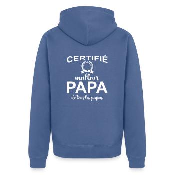 Meilleur papa de tous les papas. Cadeau papa - Veste à capuche bio Premium Unisexe - bleu pigeon - Dos - Nico (187cm)