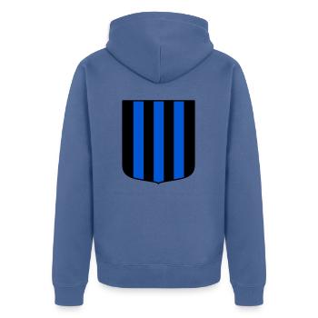 Dunkelblau - Unisex Premium Bio Zip Hoodie - Taubenblau - Hinten - Nico (187cm)