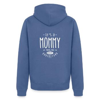Mommy - Unisex Premium Organic Zip Hoodie - stone blue - Back - Nico (187cm)
