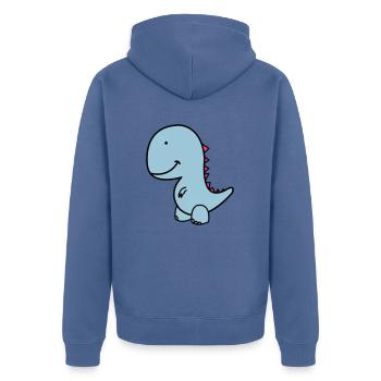 dino - Unisex Premium Bio Zip Hoodie - Taubenblau - Hinten - Nico (187cm)