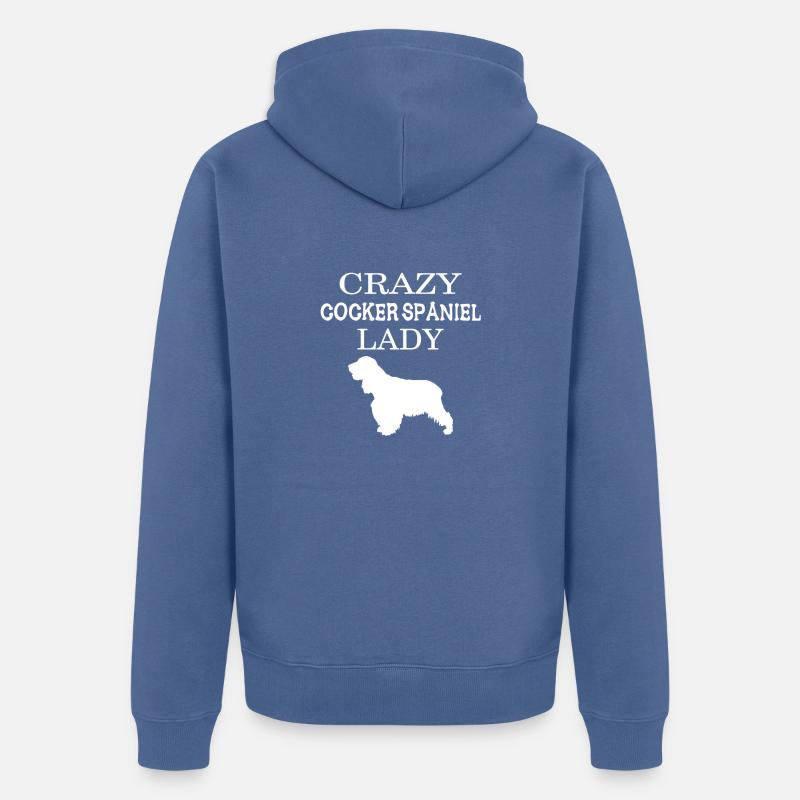 Cocker spaniel - Crazy Cocker spaniel lady - Unisex Premium Organic Zip Hoodie - stone blue