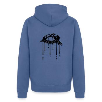 Icône de goutte de sang d'anarchie - Veste à capuche bio Premium Unisexe - bleu pigeon - Dos - Nico (187cm)