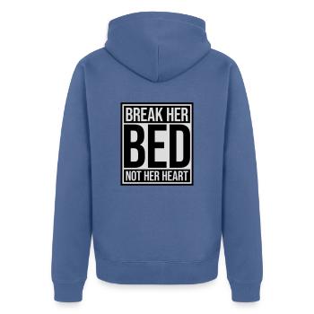 break her bed quote - Unisex Premium Organic Zip Hoodie - stone blue - Back - Nico (187cm)