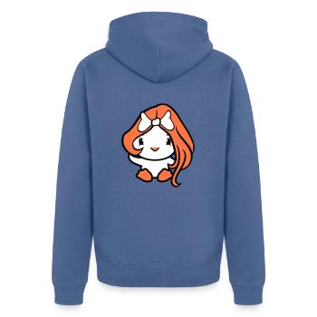 Bird Lady Woman Female Pretty Face Bow - Unisex Premium Organic Zip Hoodie - stone blue - Back - Nico (187cm)