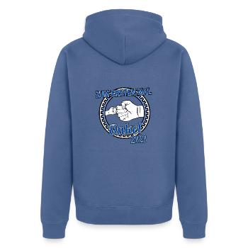 Zum ersten Mal Onkel 2023 Geschenkidee - Unisex Premium Bio Zip Hoodie - Taubenblau - Hinten - Nico (187cm)