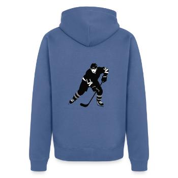 I love Icehockey - Sports Design - Unisex Premium Bio Zip Hoodie - Taubenblau - Hinten - Nico (187cm)