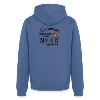 teckel - Veste à capuche bio Premium Unisexe - bleu pigeon - Dos - Nico (187cm)