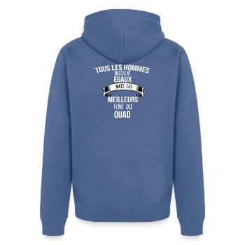 Quad cadeau humour - Veste à capuche bio Premium Unisexe - bleu pigeon - Dos - Nico (187cm)