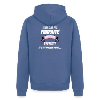 Ebeniste cadeau humour - Veste à capuche bio Premium Unisexe - bleu pigeon - Dos - Nico (187cm)