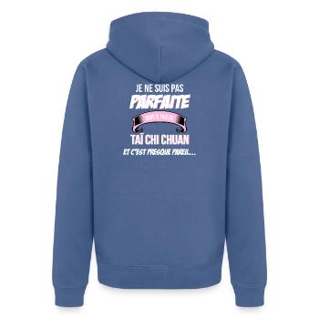 Tai chi chuan cadeau humour - Veste à capuche bio Premium Unisexe - bleu pigeon - Dos - Nico (187cm)
