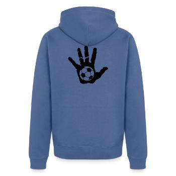 football soccer main hand mano sport des - Veste à capuche bio Premium Unisexe - bleu pigeon - Dos - Nico (187cm)