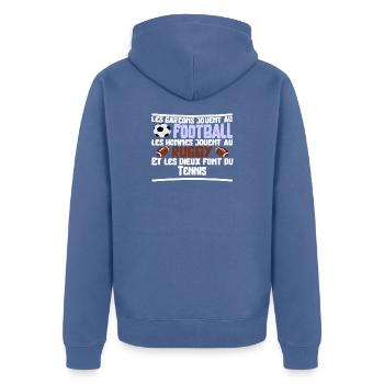Les dieux Tennis cadeau - Veste à capuche bio Premium Unisexe - bleu pigeon - Dos - Nico (187cm)
