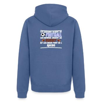 Les dieux Aikido cadeau - Veste à capuche bio Premium Unisexe - bleu pigeon - Dos - Nico (187cm)