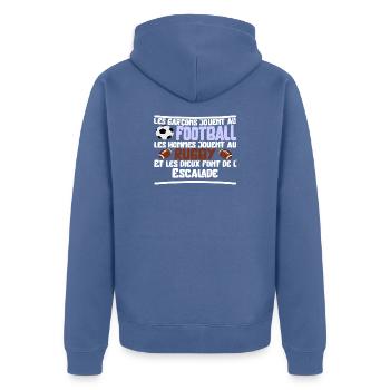 Les dieux Escalade cadeau - Veste à capuche bio Premium Unisexe - bleu pigeon - Dos - Nico (187cm)