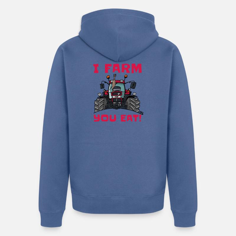 Ich Bauernhofs Fall essen - Unisex Premium Bio Zip Hoodie - Taubenblau