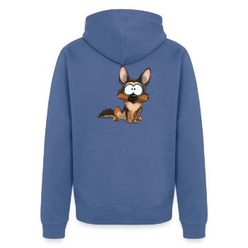 I am German Shepherd tawny2 - Unisex Premium Organic Zip Hoodie - stone blue - Back - Nico (187cm)