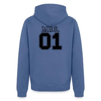 MRS. 01 Mr & Mrs paire JGA PartnerLook partie 2 paires - Veste à capuche bio Premium Unisexe - bleu pigeon - Dos - Nico (187cm)