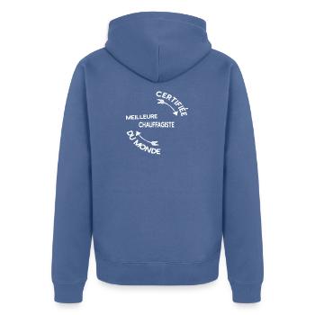 Meilleure Chauffagiste cadeau noël - Veste à capuche bio Premium Unisexe - bleu pigeon - Dos - Nico (187cm)