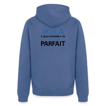 Un Organisateur parfait métier cadeau - Veste à capuche bio Premium Unisexe - bleu pigeon - Dos - Nico (187cm)