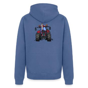 362 Red tractor 1455XL - Unisex Premium Organic Zip Hoodie - stone blue - Back - Nico (187cm)