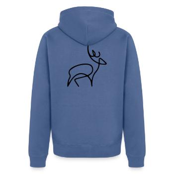 oneline Hirsch - Unisex Premium Bio Zip Hoodie - Taubenblau - Hinten - Nico (187cm)