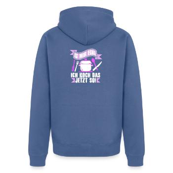 Is mir egal, ich koch das jetzt so! - Unisex Premium Bio Zip Hoodie - Taubenblau - Hinten - Nico (187cm)