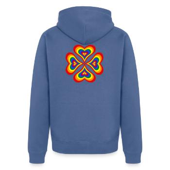 Blume aus Regenbogenherzen (LGBT) - Unisex Premium Bio Zip Hoodie - Taubenblau - Hinten - Nico (187cm)