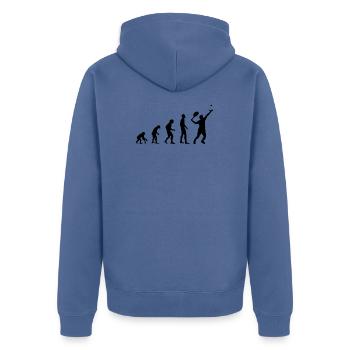 Tennis Evolution - Unisex Premium Bio Zip Hoodie - Taubenblau - Hinten - Nico (187cm)